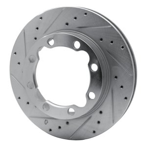 Chevrolet Suburban 1500 Brake Rotor (1) - Front Left - R1 Concepts - Drilled & Slotted - Silver - `88-`00